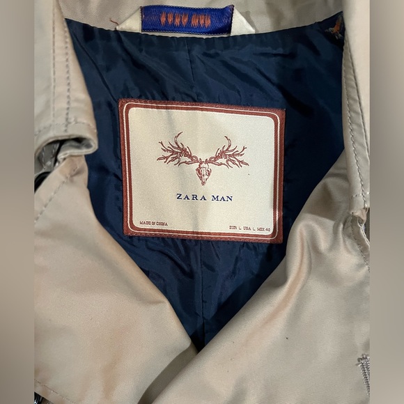 Zara Men’s Tan Trench Coat W/Belt Size L - Picture 5 of 16